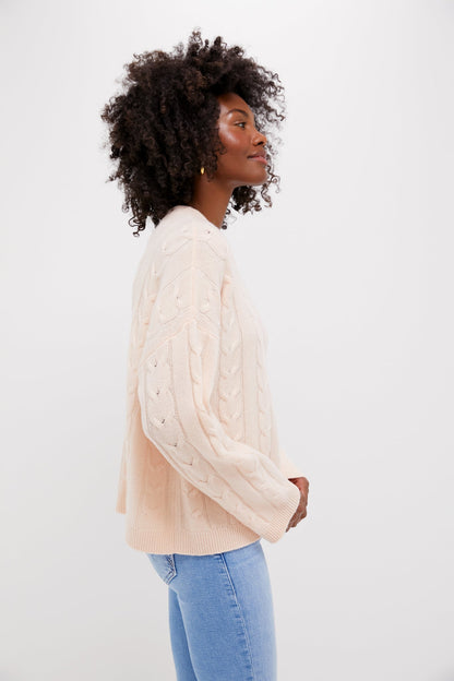 Soft Pink Cashmere Eloise Cable Knit Sweater