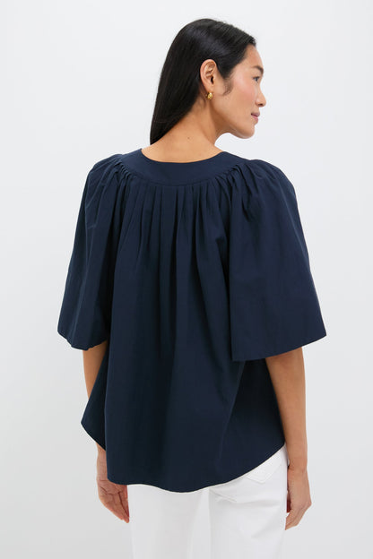 Navy Finley Flutter Sleeve Top