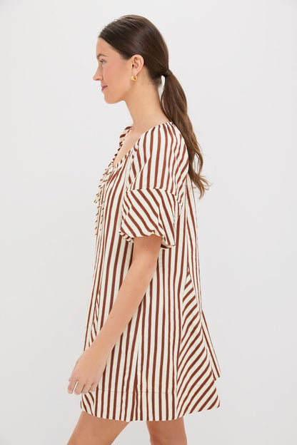 Ivory and Cinnamon Sierra Stripe Easy Shift Dress