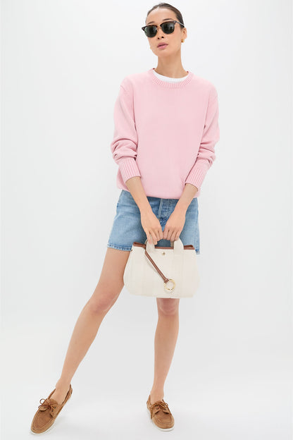Pink Stone Washed Cotton Anne Crewneck Sweater