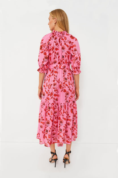 Red and Pink Floral Saratoga Cotton Dress