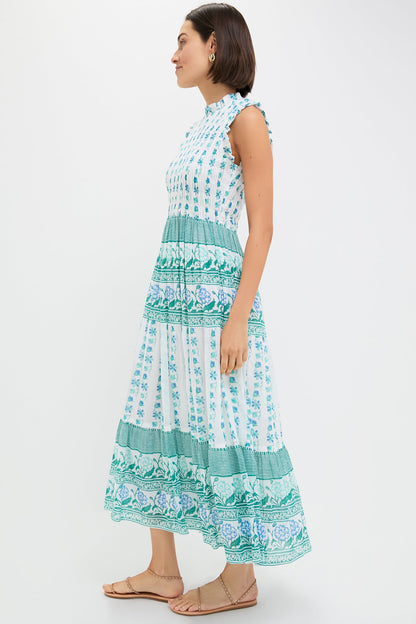 Boreggo Green Sleeveless Smocked Maxi Dress