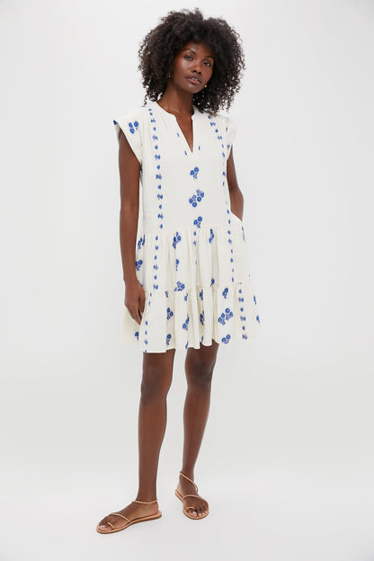 Wicklow Blue Roll Sleeve Mini Dress