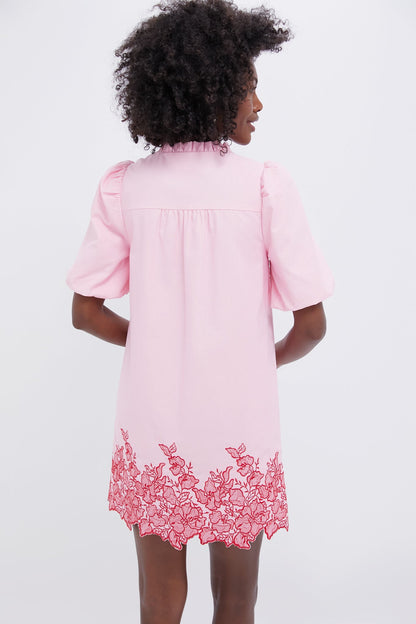 Pink & Red Embroidered Mimi Mini Dress