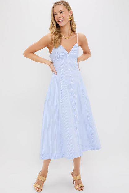 Blue Hydrangea Stripe Honor Cami Midi Dress