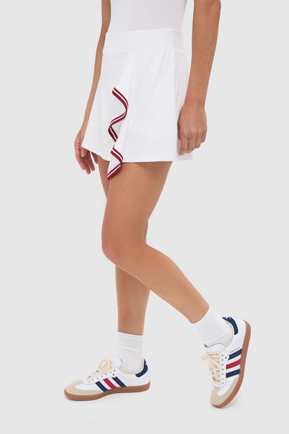 White Faux Wrap 14 Inch Performance Jersey Alexis Tennis Skirt