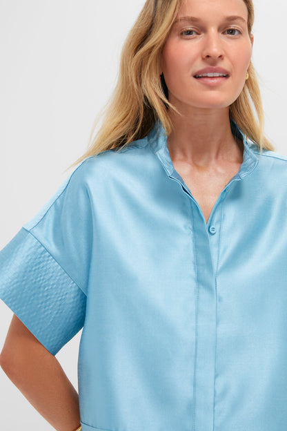 Robin's Egg Blue Trapunto Stitch Sofia Shirt