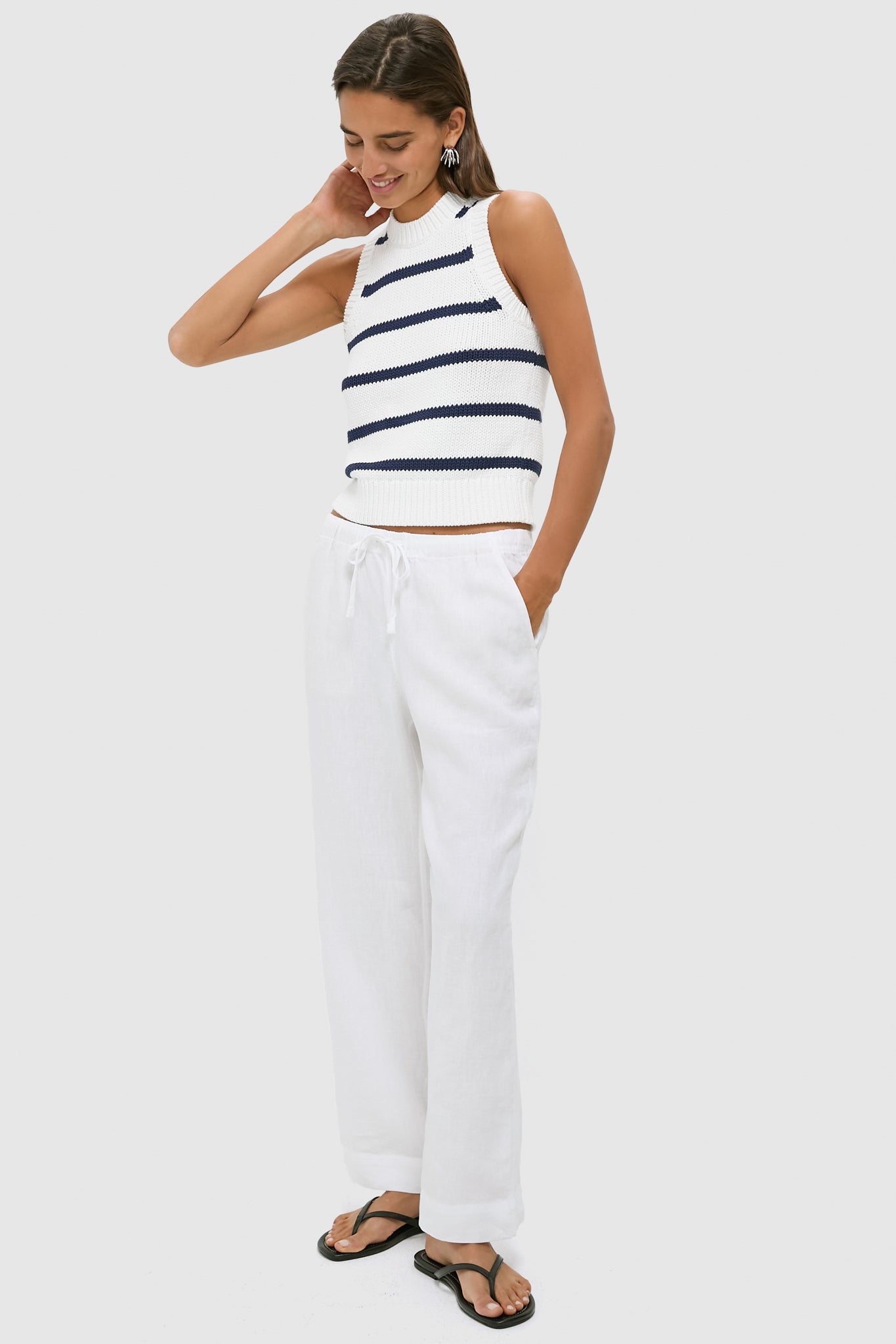 White Cap Linen Pants