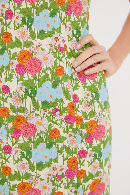 Green Multi Begonia Floral Sallie Midi Dress