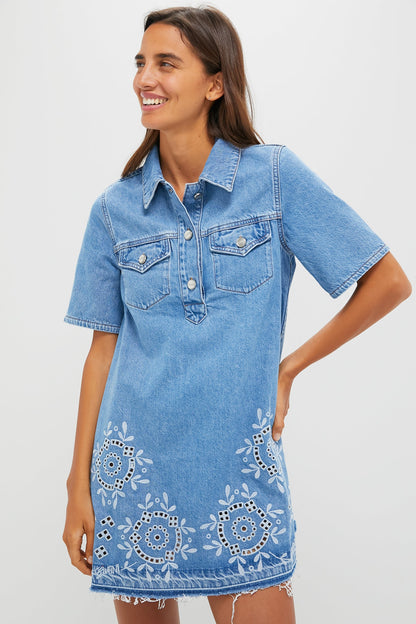 Light Blue Stone Broderie Anglaise Dress