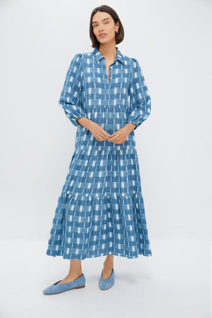 Blue Ikat Mabel Maxi Dress