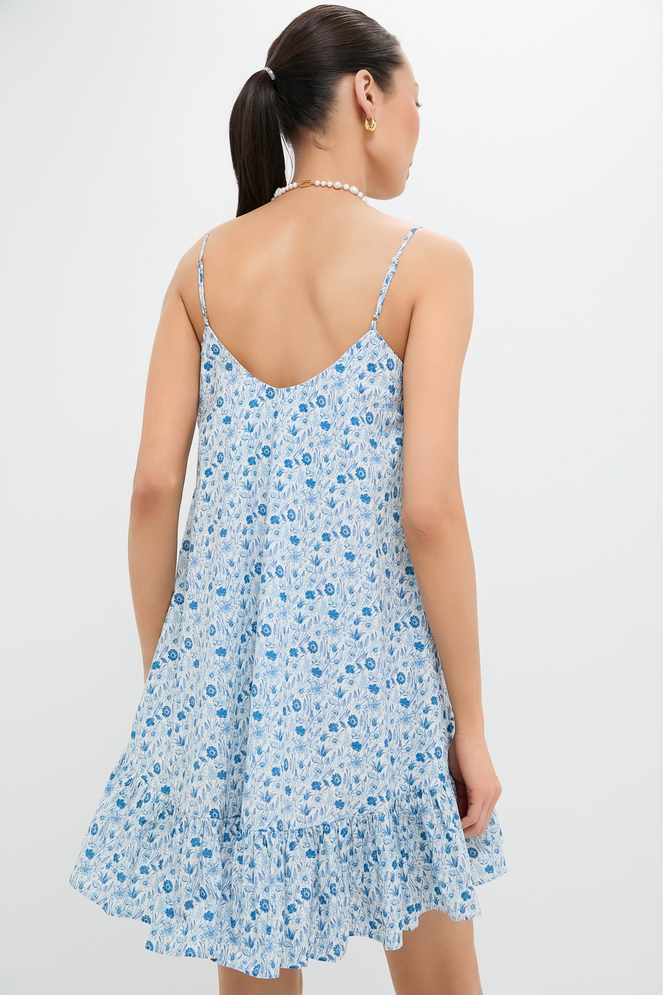 Blue and White Ditsy Floral Bayberry Mini Dress