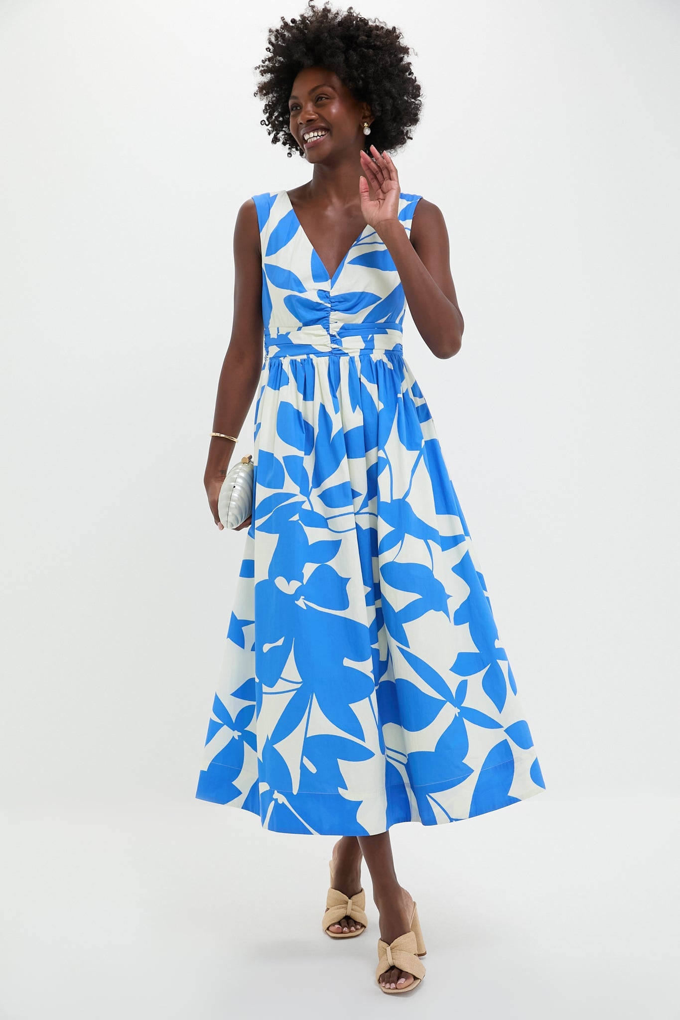 Blue & White Floral Carson Maxi Dress