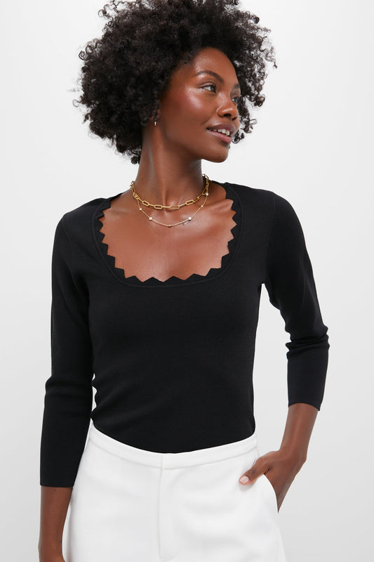 Black Ric Rac Long Sleeve Compression Top