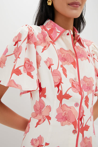 Coral Multi Floral Peppa Midi Dress