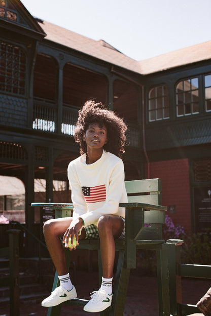 Ivory Cotton Americana Sweater