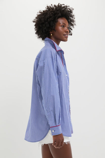 Royal Blue and White Stripe Wexler Button Down