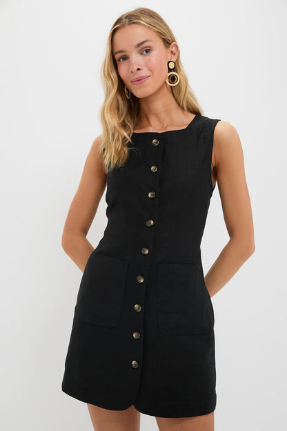 Black Emma Button Down Mini Dress