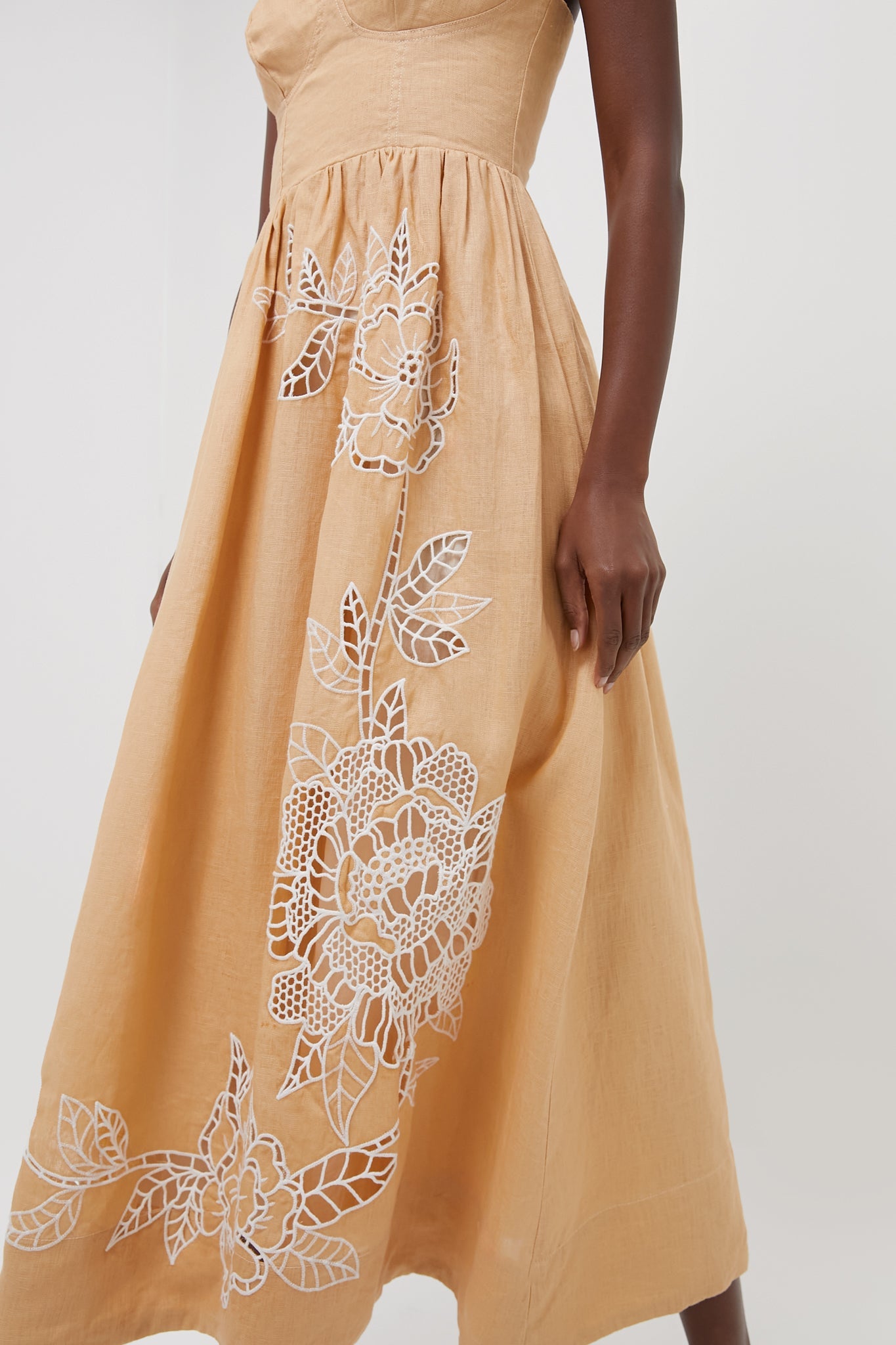 Sand Richelieu Cup Midi Dress