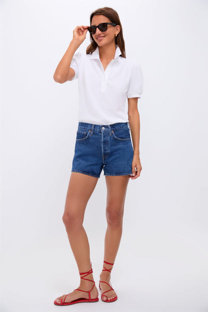 White Pique Puff Sleeve Peggy Polo