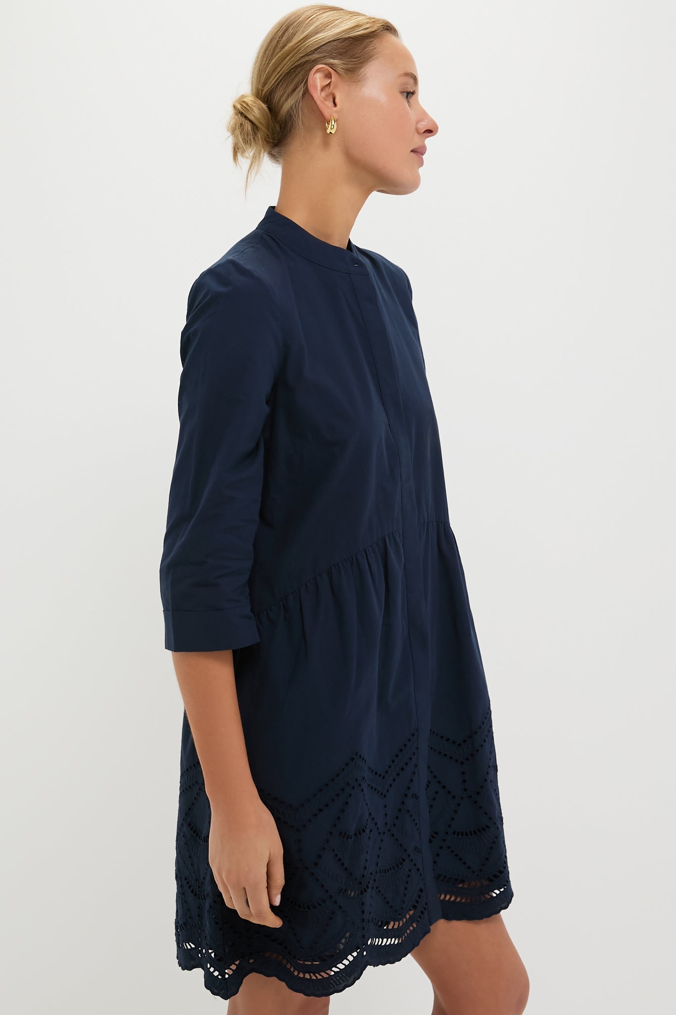 Navy Eyelet Royal Shirt Dress