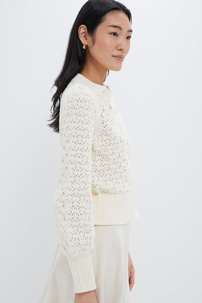 Ivory Pointelle Colette Cardigan