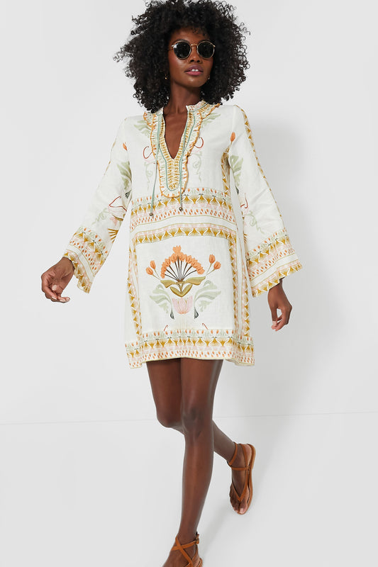 Off White and Mustard Tess Short Dress