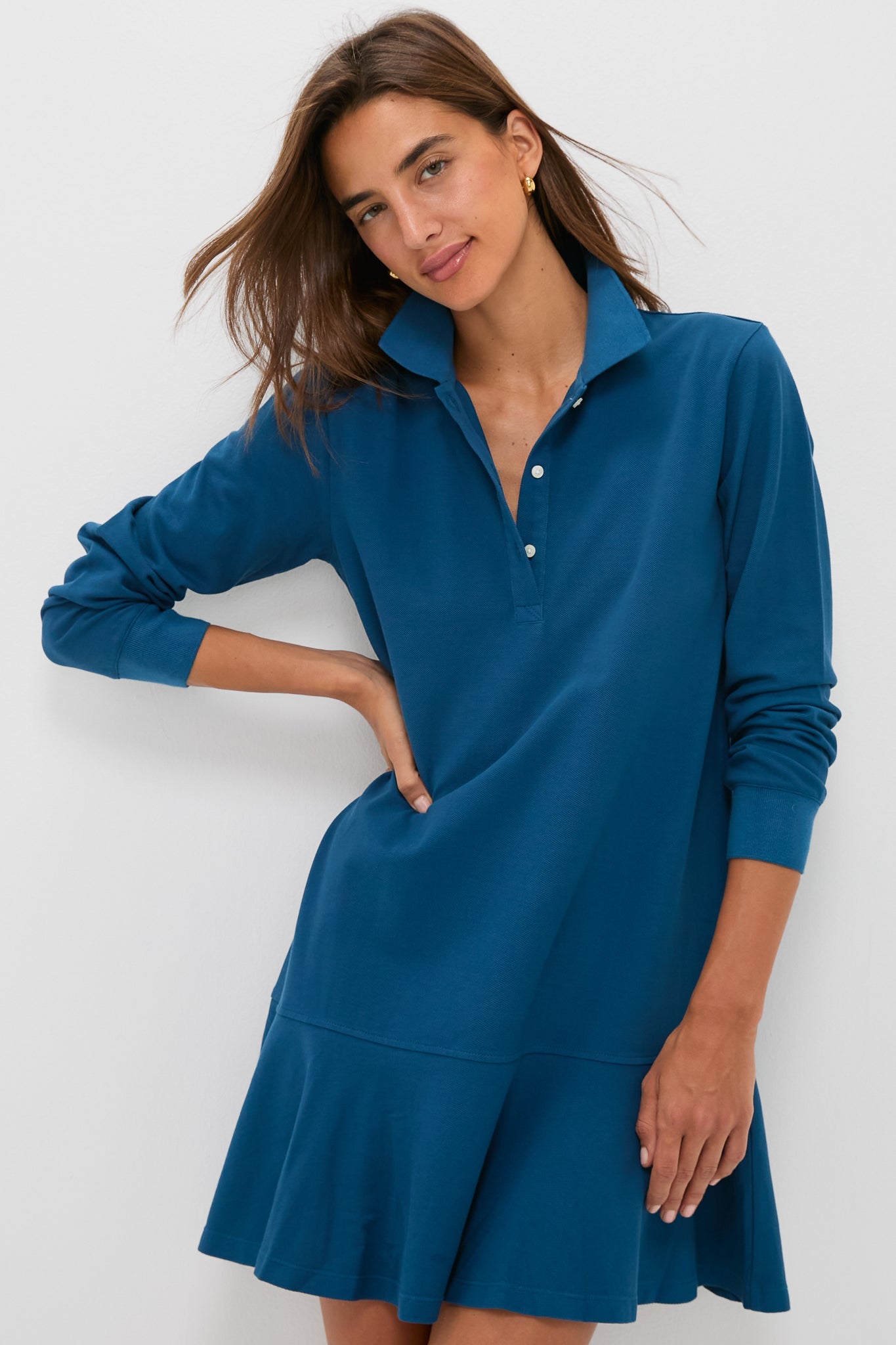 Poseidon Long Sleeve Pique May Polo Dress