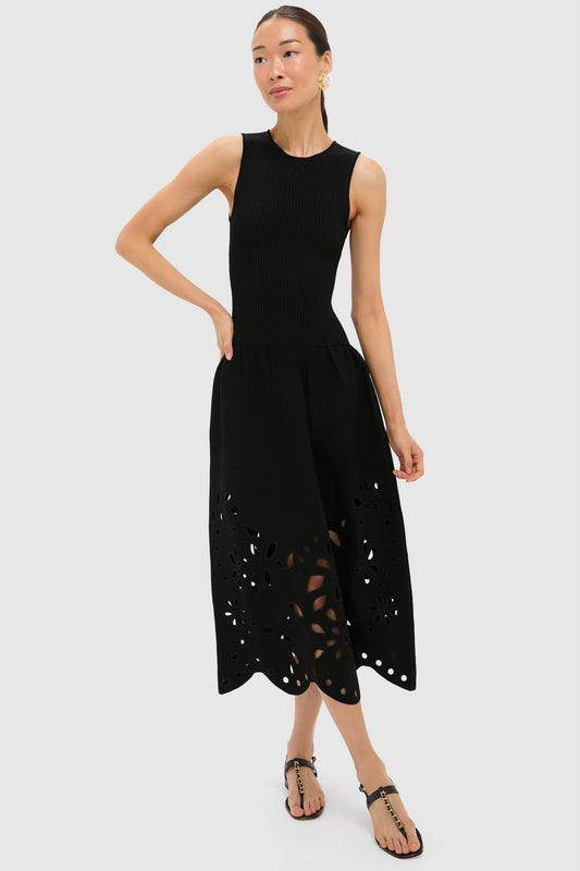 Noir Rosaline Sleeveless Drop Waist Knit Midi Dress