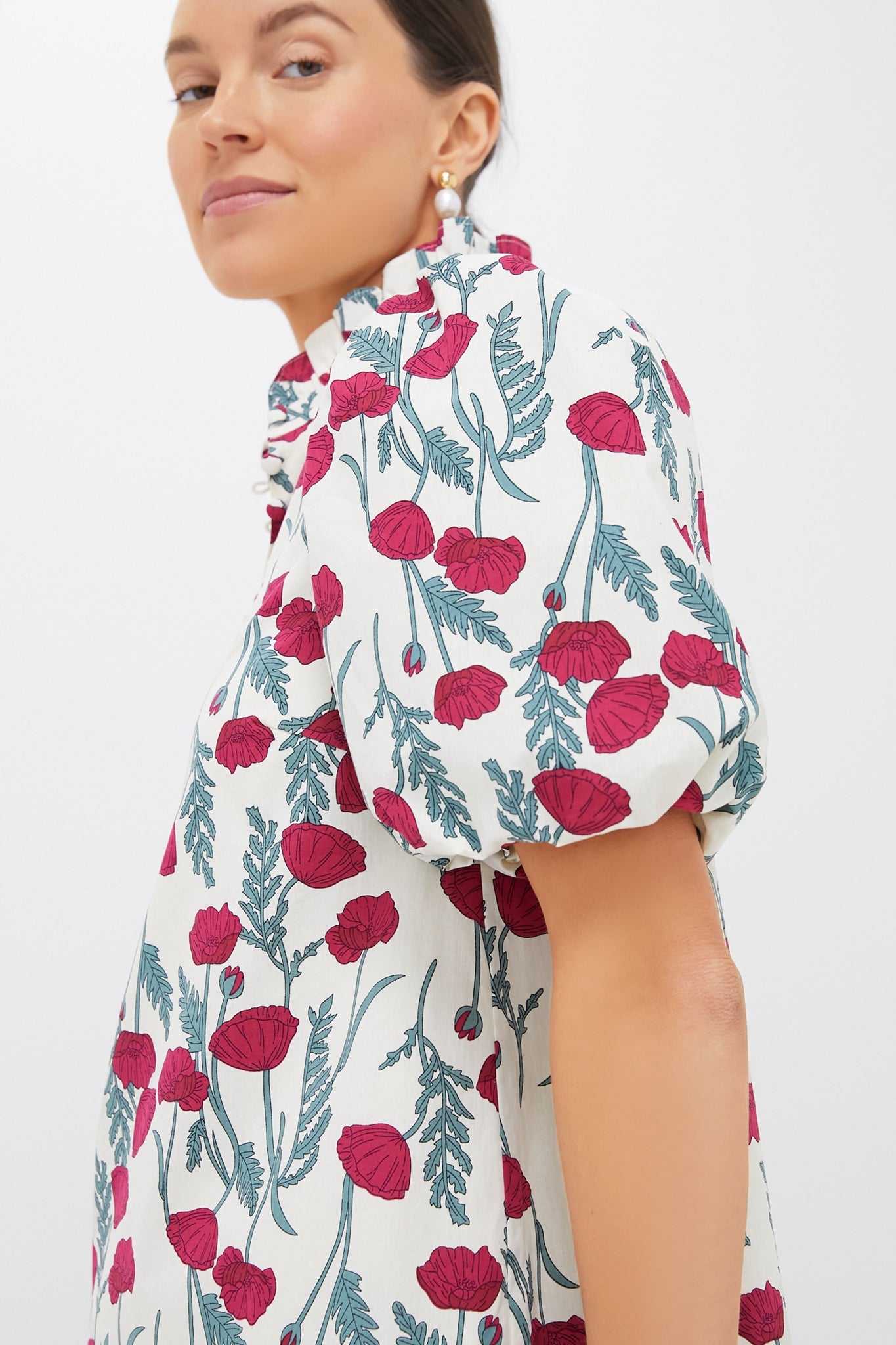 Red Amaryllis Floral Mimsy Mini Dress