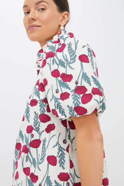 Red Amaryllis Floral Mimsy Mini Dress