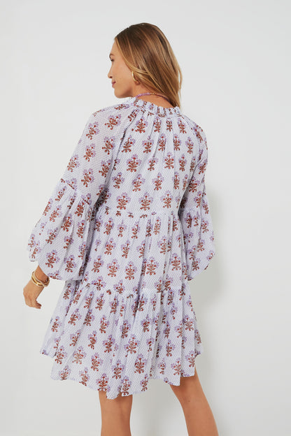 Lavender Atherton Balloon Sleeve Short Dress