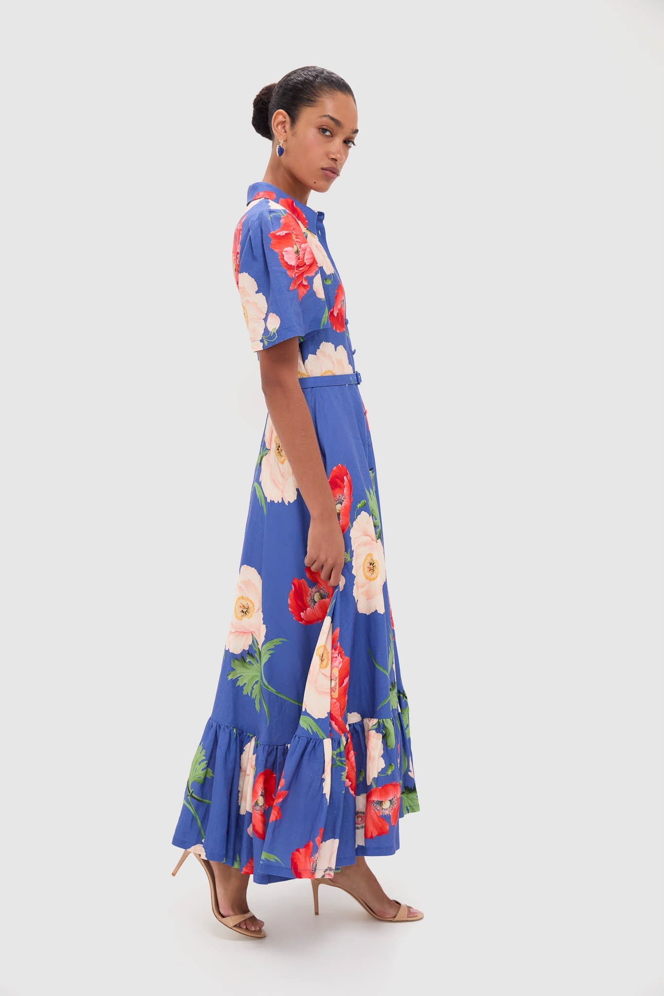 Poppy Print Becca Short Sleeve Midi Dress