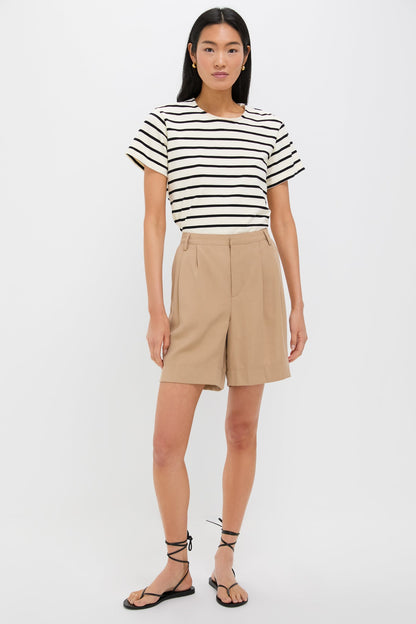 Khaki Pleated Felix Shorts