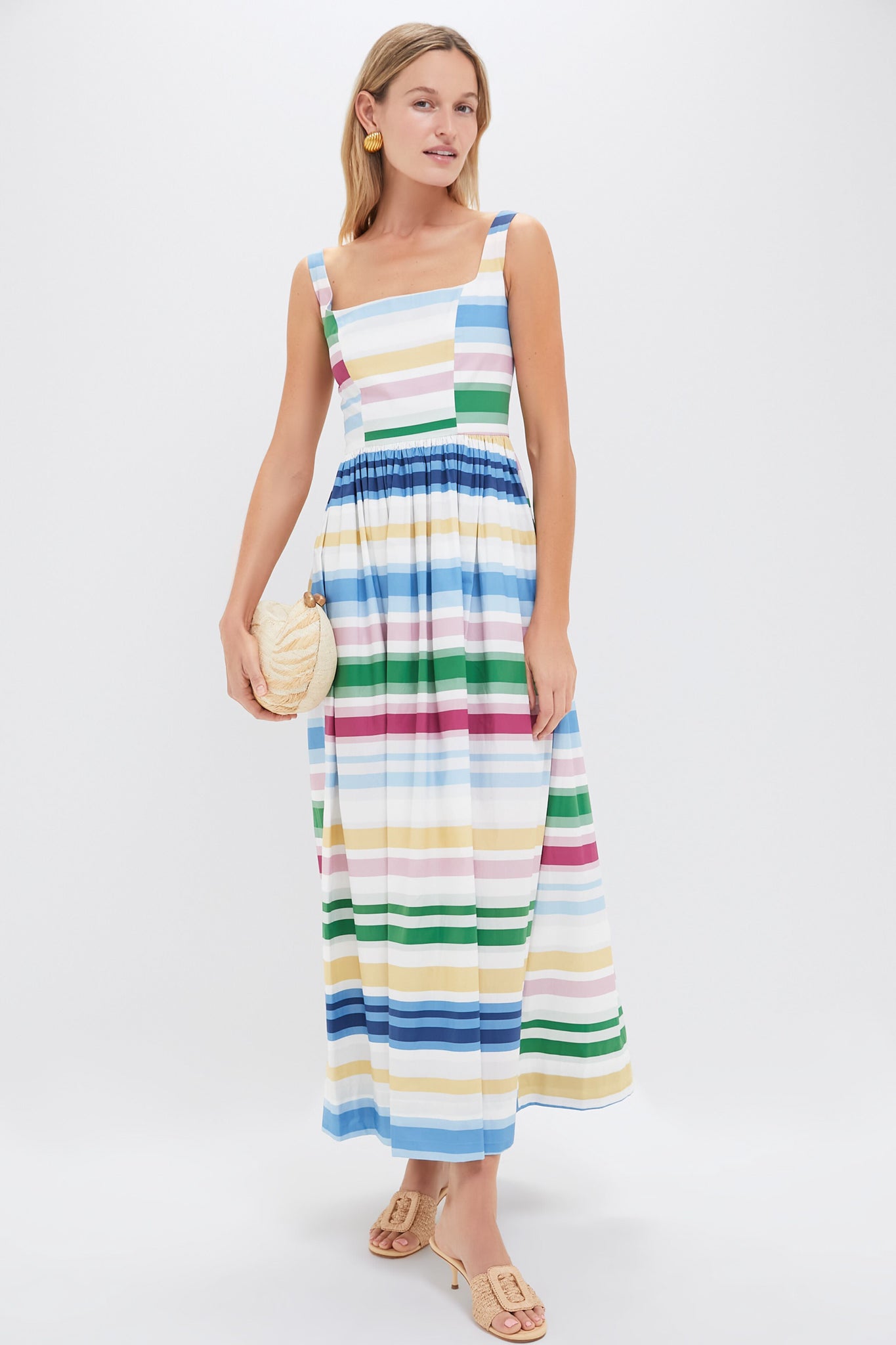 Sofa Stripe Scoop Neck Dress