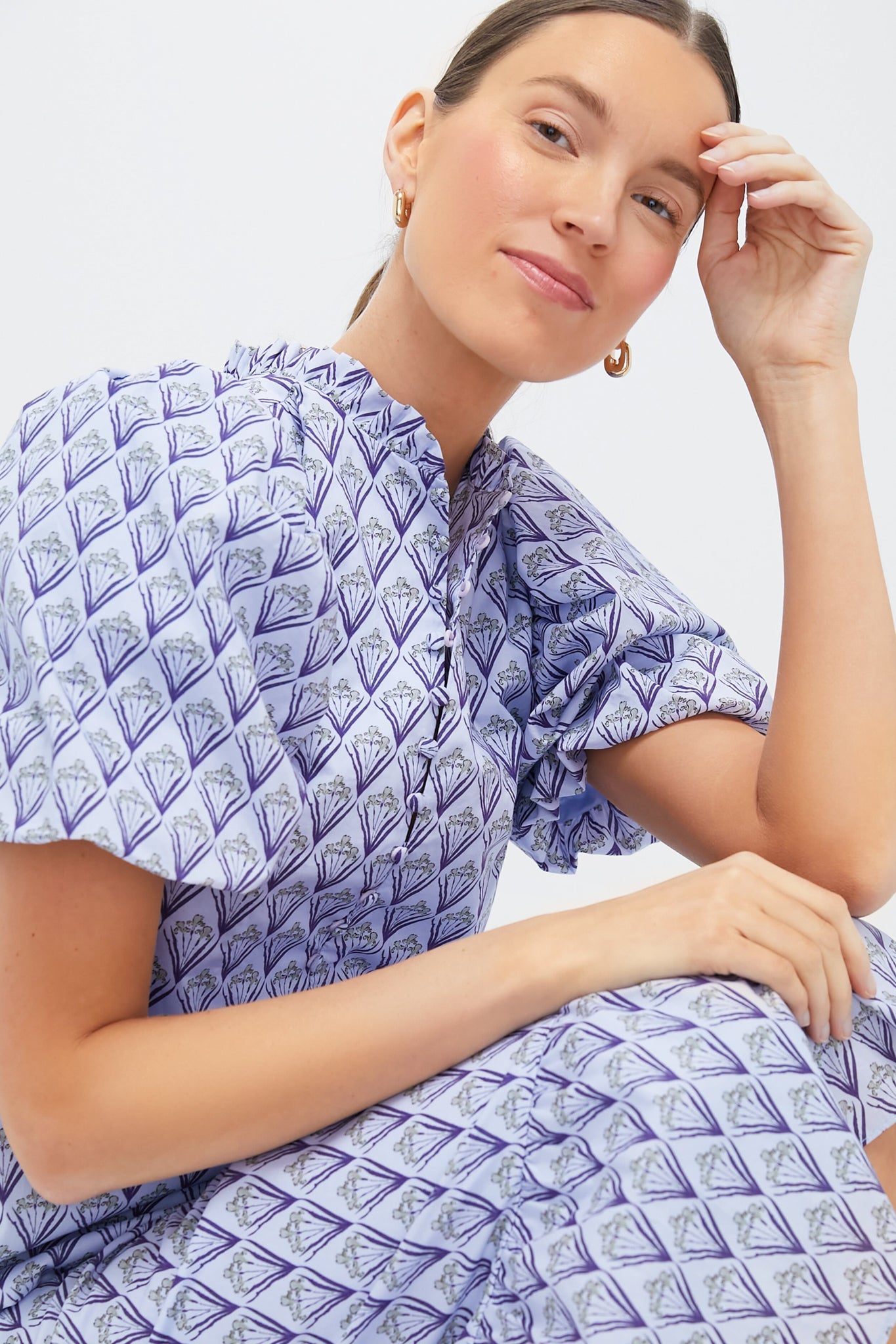 Periwinkle Trellis Floral Mimi Midi Dress