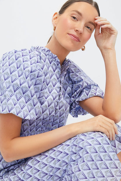 Periwinkle Trellis Floral Mimi Midi Dress