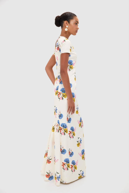 Retro Bouquet on White Fosette Gown