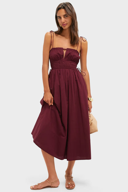 Bordeaux Eldora Midi Dress