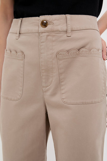 Khaki Chino Wide Leg Stretch Davis Pants