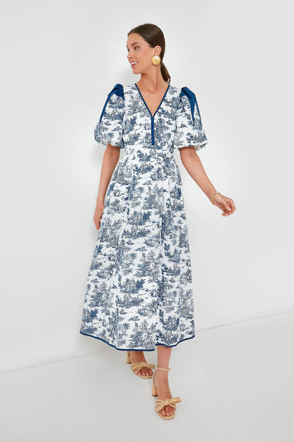 Blue Toile Reynolds Midi Dress