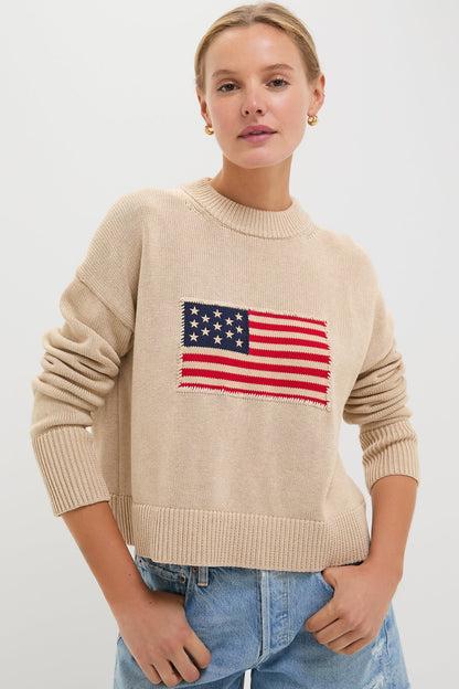 Cropped Beachwood Cotton Americana Sweater