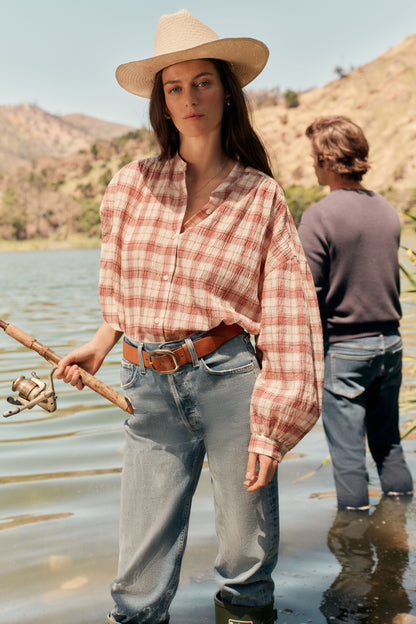Pink and White Plaid Juliette Button Down