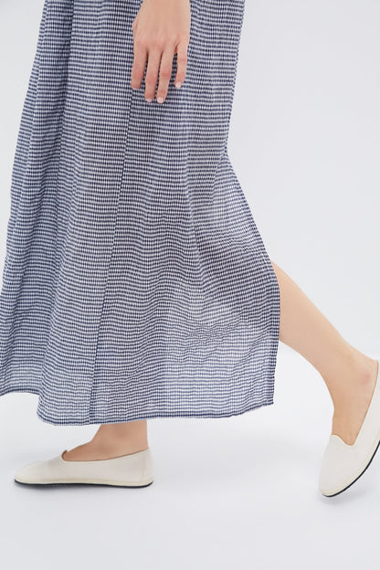 Navy Gingham Jour Maxi Dress