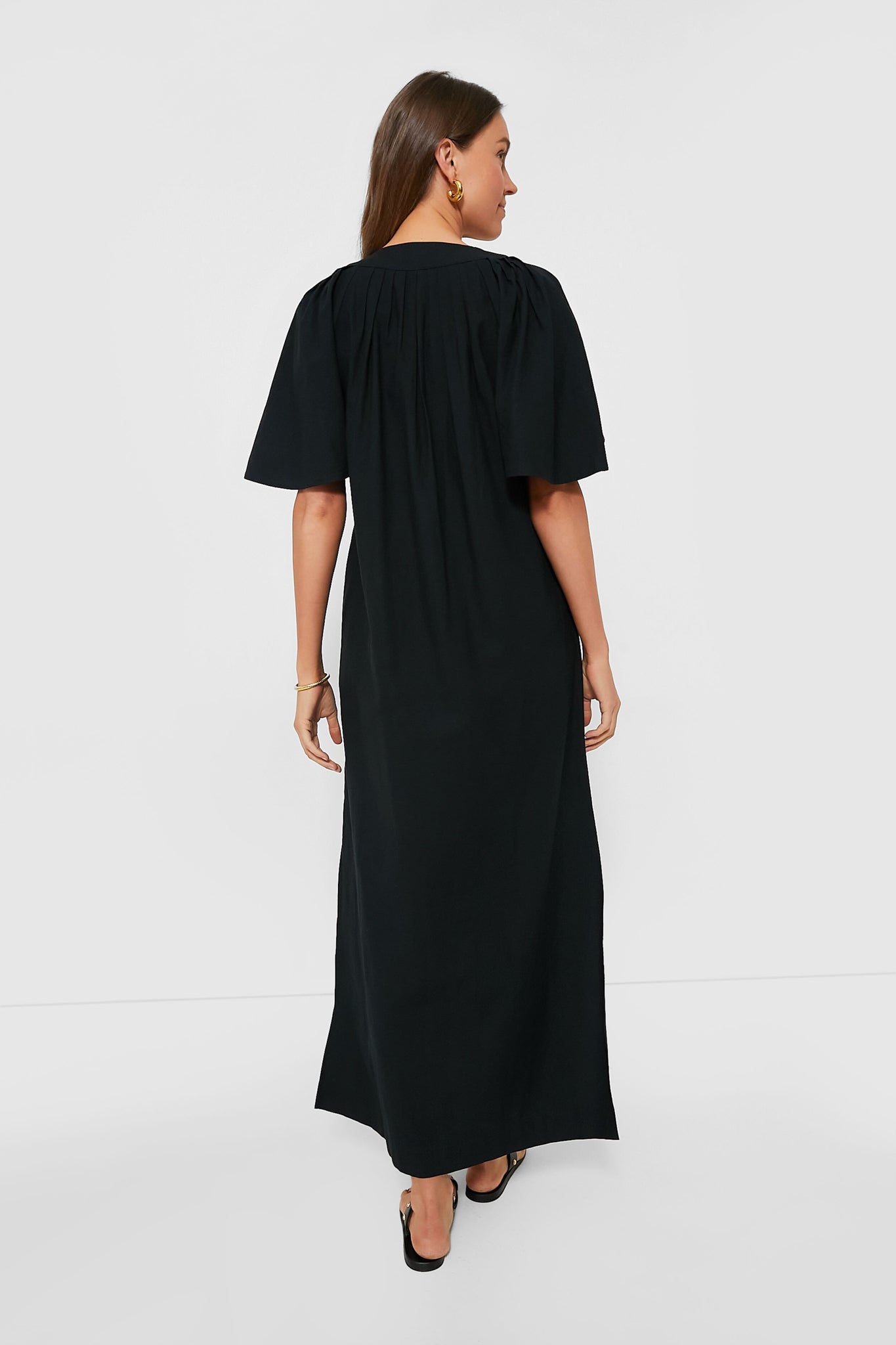 Black Finley Flutter Sleeve Maxi Dress