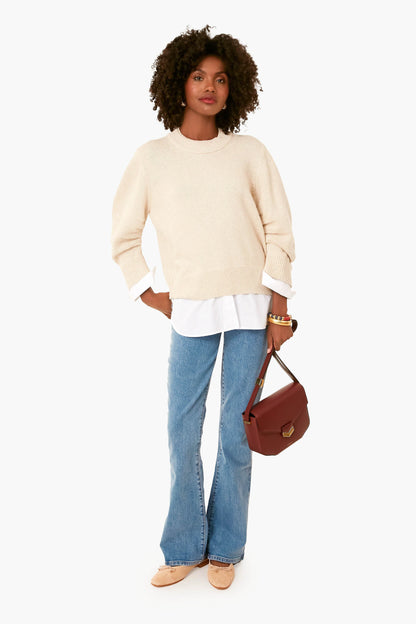 Bisque White Raya Ruched Crew Looker