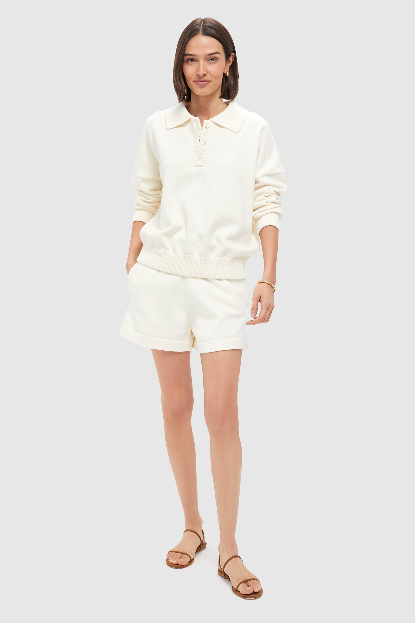 Ivory Knit Bode Polo Sweater