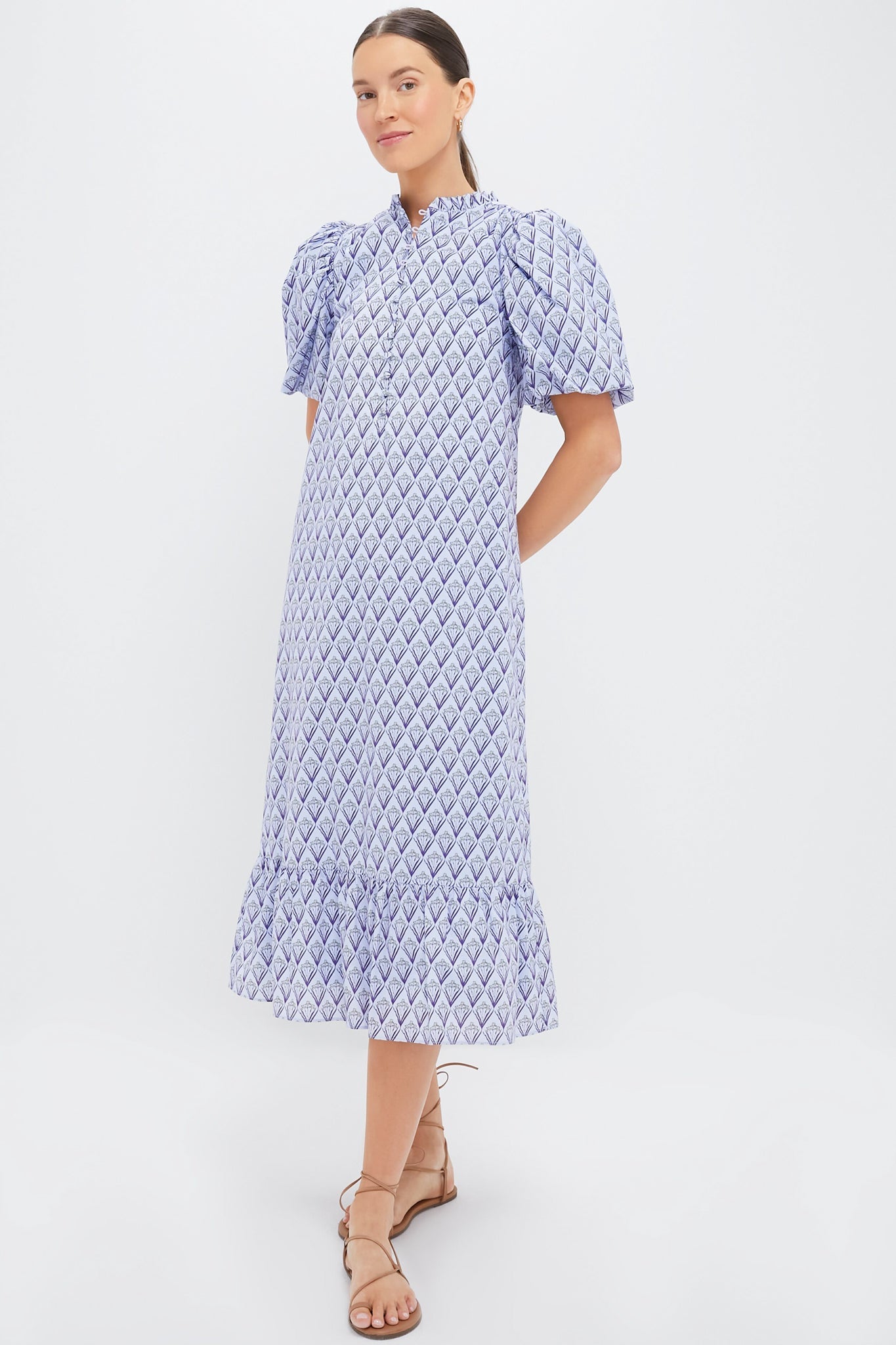 Periwinkle Trellis Floral Mimi Midi Dress
