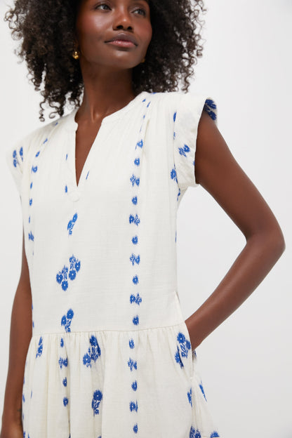 Wicklow Blue Roll Sleeve Mini Dress