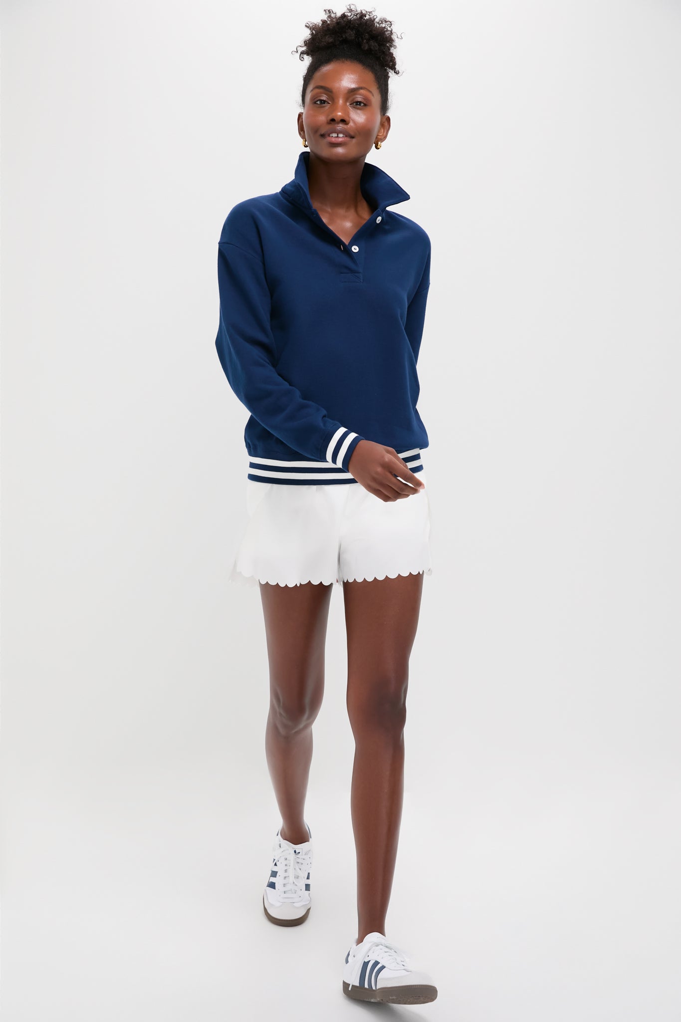 White Scallop Performance Jersey Marisa Short